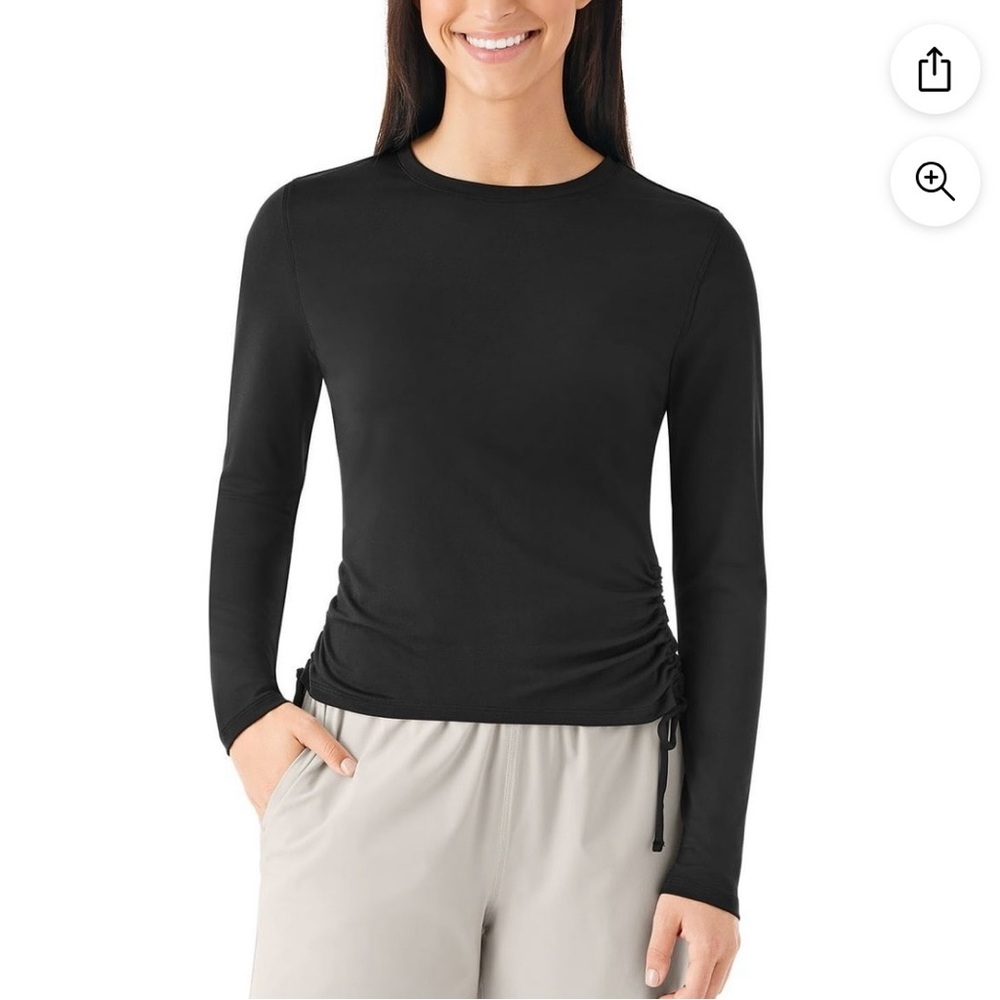 NWT-Member’s Mark Women’s Black Long Sleeve Ruched Women's Top Sz M